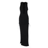 cybergoth dress to impress Style Women's Spring New Sleeveless Hollow Lace-up Sexy Slit Mid-Length Dress