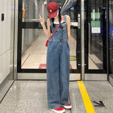 Anokhinaliza outfit ideas Denim Suspender Pants Women's Korean-Style Loose Summer Thin 2024 New Cool Salt Design Sense Niche Wide-Leg Pants