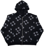 outfit inspo Star Print Hooded Cardigan Zipper Loose Men's and Women's Fashion Brand Sweater Coat FN