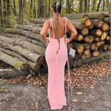 dress to impress outfits Style 2024 Summer New Fashion Sexy Backless Lace-up Elegant Dress Tube Top Halter Dress