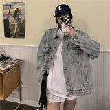 boy outfits Lazy Style Denim Coat for Women Spring and Autumn New Retro Western Style Simple Loose All-Match Light Blue Top Fashion