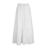 outfit inspo Sexy Hot Girl Bohemian Style Skirt Summer White Cotton Stitching Low Waist Split Dress