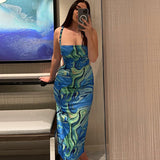 dress to impress codes Fashionable Women's Clothing Summer New Fashion Printed Backless Strap Slim Strap Dress