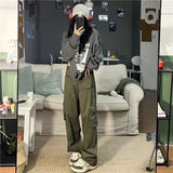 tomboy outfit American Retro High Street Overalls Men's Straight Wide Leg Casual Pants New Fashion Trendy Ins Trousers