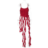 folklore dress to impress Women's Clothing Spring and Summer New Fashion Personality Ruffled Tassel Pure Desire Sexy Hot Girl Slim Camisole