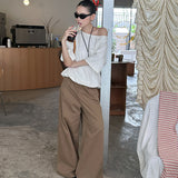 summer outfits inspo Mmfish Fashionable Street Wide-Leg Workwear Straight Casual Pants Pleated Loose Slimming Mop Straight Pants K335