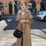 frat outfits Trench Coat for Women 2024 New Spring and Autumn Mid-Length Korean Style British Style Khaki Early Autumn Coat