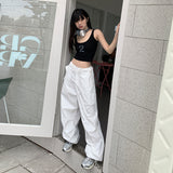 frat outfits Korean Style All-Match Item Casual Fashionable White Overalls Personalized Hot Girl Street Casual Pants 2024 New