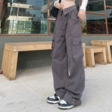 going out outfits Overalls Women's Spring American Street Flip Waist Straight Loose Wide-Leg Pants Versatile Casual Trousers