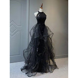 prom dresses Black Evening Dress for Women 2024 New Light Luxury Niche High-End High-End Sense Trailing Birthday Party Host Adult Ceremony