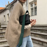 barn jacket outfits Japanese Autumn and Winter Dual-Use Versatile Loose Sweater Korean Style Thick Needle Cape Mid-Length Sweater Shawl Waistcoat