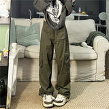 tomboy outfit American Retro High Street Overalls Men's Straight Wide Leg Casual Pants New Fashion Trendy Ins Trousers