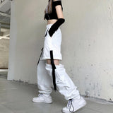 acubi Detachable White Overalls Women's Spring and Autumn Ankle-Tied Pants 2024 New Dance Design High Street Casual Pants