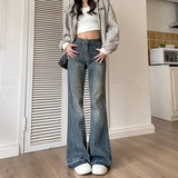 Anokhinaliza 90s streetwear Women's Skinny Jeans Autumn and Winter New American Retro High Waist Loose Non-Leg Flared Pants Autumn