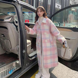 Anokhinaliza comfy school outfits Korean Style College Style Coat Women's Autumn and Winter 2024 New Pink Horn Buckle Woolen Coat Temperament Chanel Style Coat