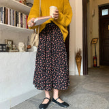 fall outfits women Floral Skirt Women's New Spring and Summer Korean Style High Waist A- line Skirt Slimming Cake Skirt Mid-Length Skirt Fashion