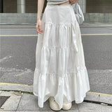 hipster Summer 2024 New White Skirt Women's Skirt Small Long A- line Skirt Cake Skirt Women's Skirt