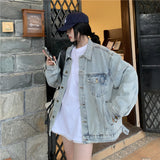 boy outfits Lazy Style Denim Coat for Women Spring and Autumn New Retro Western Style Simple Loose All-Match Light Blue Top Fashion