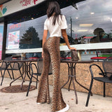 concert outfit Popular Products 2024 Summer New Elastic High Waist Leopard Print Flared Pants Women's Long