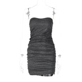 alien invasion dress to impress Style Women's Spring New Fashion Sexy V-neck Tube Top Backless Pleated Dress