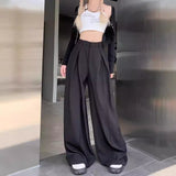 business casual outfits Loose Draping Wide-Leg Suit Pants for Women Summer 2024 New Korean Style Fashionable All-Match High Waist Casual Long Pants Fashion