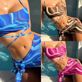 Anokhinaliza dress to impress Russian Swimsuit Gauze Skirt Women's Split Three-Piece Swimsuit High Waist Sexy Bikini