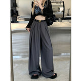 business casual outfits Loose Draping Wide-Leg Suit Pants for Women Summer 2024 New Korean Style Fashionable All-Match High Waist Casual Long Pants Fashion