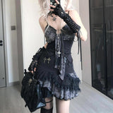 2000s fashion Summer Fashion Hot Girl Asian Culture Slimming Contrast Color Suspender Skirt New Design Sense Lace Stitching Dress Women