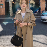 frat outfits Trench Coat for Women 2024 New Spring and Autumn Mid-Length Korean Style British Style Khaki Early Autumn Coat