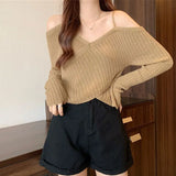 Anokhinaliza Long Sleeve T-shirt Women Summer Thin Section Hollow Ice Silk Knit Sunscreen Coverall Korean Loose Tops