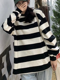 Anokhinaliza Harajuku Striped Sweatshirt Women Oversize Hoodie Female Fashion O Neck Long Sleeve Top Pullover Ladies Casual Korean Sweatshirt