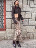 Anokhinaliza Leopard Print Maxi Skirt Women's Summer Slim Fashion Patchwork High Waist Streetwear Party Maxi Dress Elegant Maxi Skirt