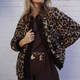 Anokhinaliza Autumn Leopard Jacket Coat Women 2024 New Arrivals O Neck Single Breasted Jacket Casual Female Coat