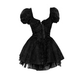 Anokhinaliza Gothic Black Mini Dress Women Vintage Sexy Spaghetti Strap High Waist  Dresses 90s Egirl Punk Grunge Slim Party Club Dress Women