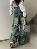 Anokhinaliza Woman American Style Jeans Japanese Fashion Denim Aesthetics Pants Coquette 90s Old Money Fashion Tunic Multiple Pockets Loose