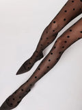 Anokhinaliza Summer Thin Transparent Crystal Fishnet Tights Women Stockings High Wasit Elastic Black Tights Sexy Sheer Dot Pantyhose