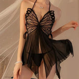 Anokhinaliza Pure Desire Wind Sleeping Dress Women's Hot Butterfly Transparent Uniform Temptation Sexy Lingerie Porn Sexy Costume