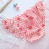 Anokhinaliza Cute School Girl Strawberry Panties Sexy Mesh Breathable Underwear Japanese Kawaii Lolita Intimate Lingerie Femme Thong