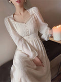 Anokhinaliza 2024 Summer New Women Fashion Elegant White Midi Dresses Vintage Princess Female Party A Line Clothes Prom Robe Vestdios