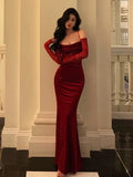 Anokhinaliza Sexy Velvet Bodycon Wedding Party Dresses Women Elegant Hollow Out Formal Occasion Evening Prom Robe Summer Long Vestidos