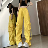 Anokhinaliza Streetwear Cargo Pant Women Y2K Oversized Wide Leg Sweatpants Baggy Casual Joggers Bf High Waist Big Pockets Sports Trousers New