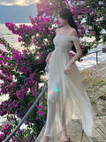 Anokhinaliza France Elegant Backless Chiffon Beach Dresses Korean Chic A-line Pink Fairy Dress Summer Casual Vocation Party Club Vestidos