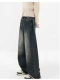 Anokhinaliza - Harajuku Streetwear Retro Fashion Autumn Women High Waist Jeans Loose Wide Leg Straight Loose Denim Trousers Y2K Baggy Pants