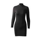 Anokhinaliza High-quality European and American style new high-neck long-sleeved sexy Slim package hip dresses women dress