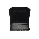 Anokhinaliza Mesh Corset Black Y2K Tops Women Transparent Crop Top Stretch Tube Top Sexy Cami Tops Summer Streetwear