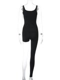 Anokhinaliza Women's Clothing 2024 Streetwear Irregular Bodysuit Black Jumpsuits Casual Sexy Sleeveless One Piece Skinny Night Club Outfit
