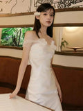 Anokhinaliza  Simple Lightweight Wedding Dress Fishtail Light Luxury White Small Tail  Yarn Slim Fit Slimming Bride Engagement