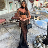 Anokhinaliza Sexy 2 Piece Sets Crop Top And Maxi Skirt Elegant Party Evening Sheer Lace Dresses Vacation Outfits For Women