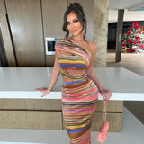 Anokhinaliza Stripe Y2K Clothes Sleeveless Backless Bodycon Evening Maxi Dresses Hollow Out Women Club Birthday Party Outfits