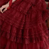 Anokhinaliza New Long Dress Prom Dress Red Formal Dress with Intricate Hemline Birthday Evening Dress